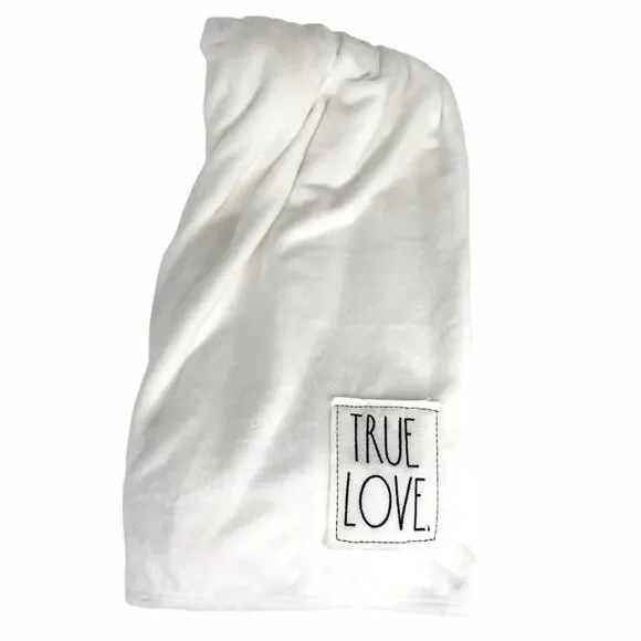 Rae Dunn True Love Throw Blanket, White, 50 x 60 - Picture 3 of 7